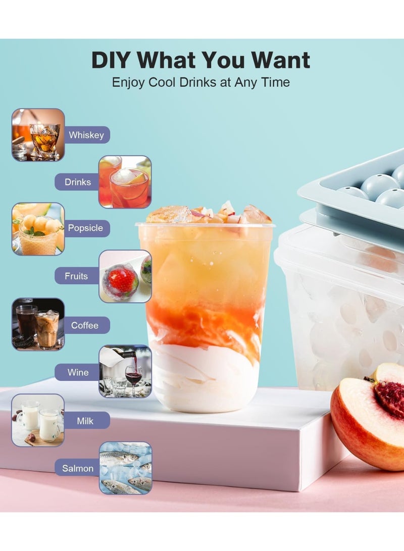 SFENG Round Ice Cube Trays for Freezer - Easy-Release - BPA Free - 3 Trays 1 Ice Bucket & Scoop - Circle Ball Ice Trays for Cocktail, Whiskey, Tea, Coffee - Removable Lid - Ice Molds for Freezer - Image 5